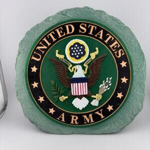 Military US Army Patriotic Plastic Resin Lawn Garden Plaque Simulated Stone